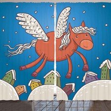 Pferd Rustikale Gardine Pferd Flügel auf Gebäude