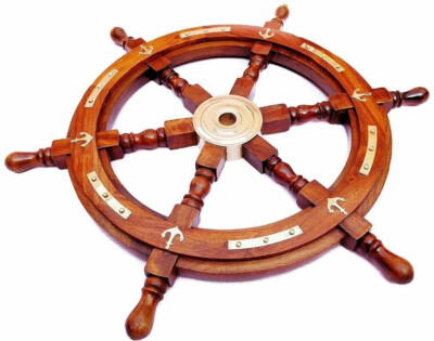 18 Zoll robustes hölzernes Messing-Design-Schiffsrad für nautische Piraten-Th...