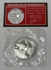 1 Troy Oz .999 Silver Chest Encounters Art Round 500 Minted W/ COA STL Mint