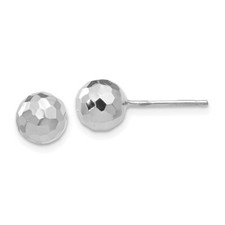 14K White Gold Polished 7MM Ball Stud Earrings 1.06g L-7mm, W-7mm for Mom