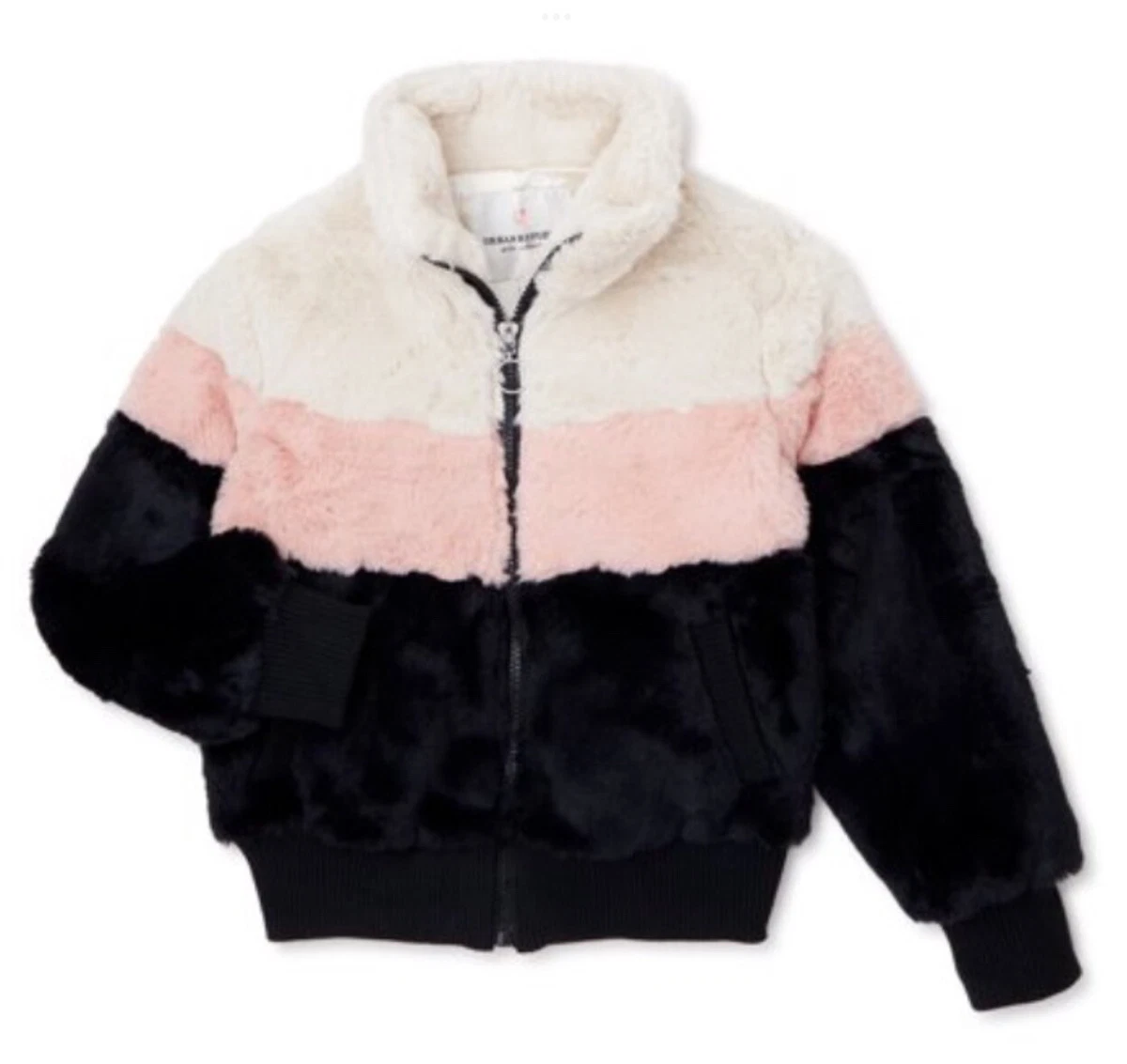 Pink faux fur shop bomber jacket