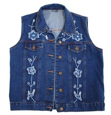 Vintage Women's Denim Vest Embroidered Size M by CEJON