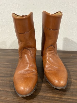 JS Justin Mens 8.5D Leather Cowboy Western Boots Cognac 