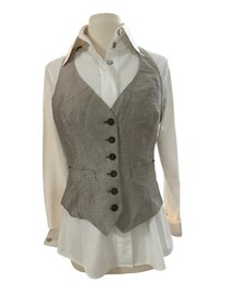 Anne Fontaine Paris Romeo Linen Blend Waistcoat Corset Vest Top Size 40 US 6/8