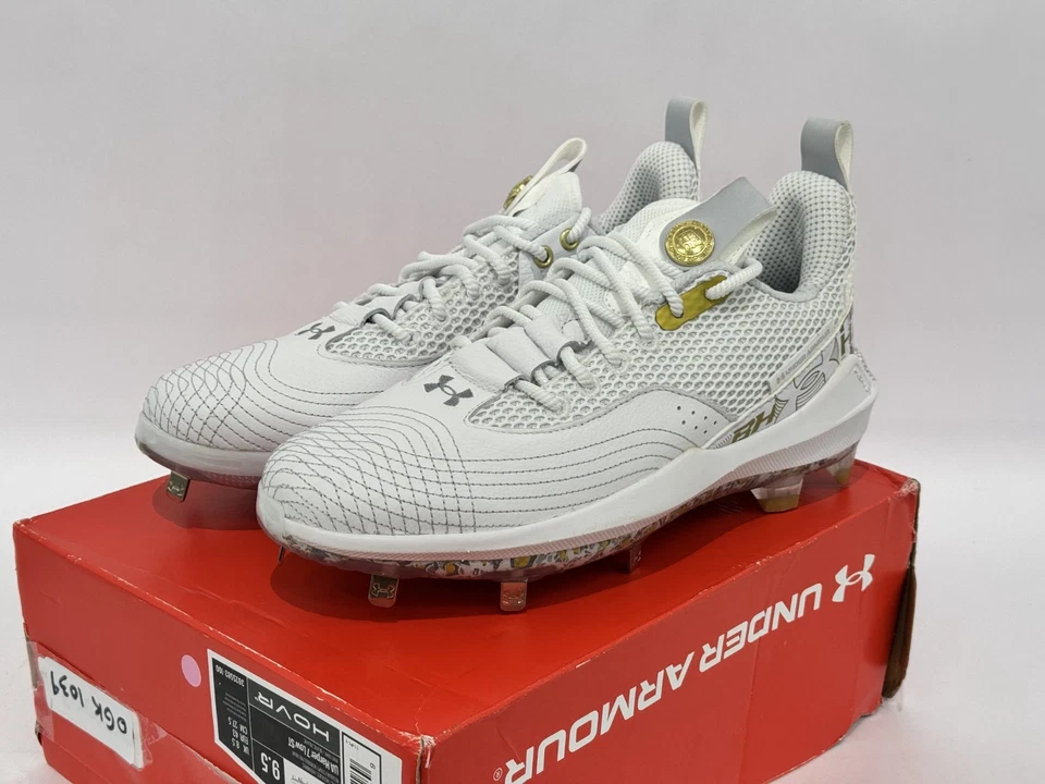 Under Armour UA Harper 7 Low ST Mens Baseball Cleats Metal White Gold Sz 9.5 NIB - Image 2 of 4