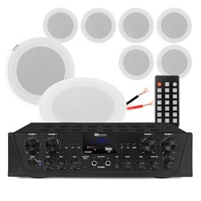 4 Zone Outdoor Marine 5" Ceiling Speakers System and PV240BT Bluetooth Amplifier