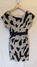Scott Grey & Black Geometric Print Mini Sweater Dress Women's Small Made in USA