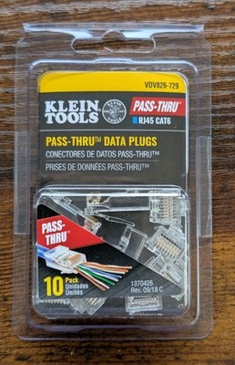 Klein Tools VDV826-729 Pass-Thru RJ45 CAT6 Datenstecker Steckverbinder 1er-Pack x10