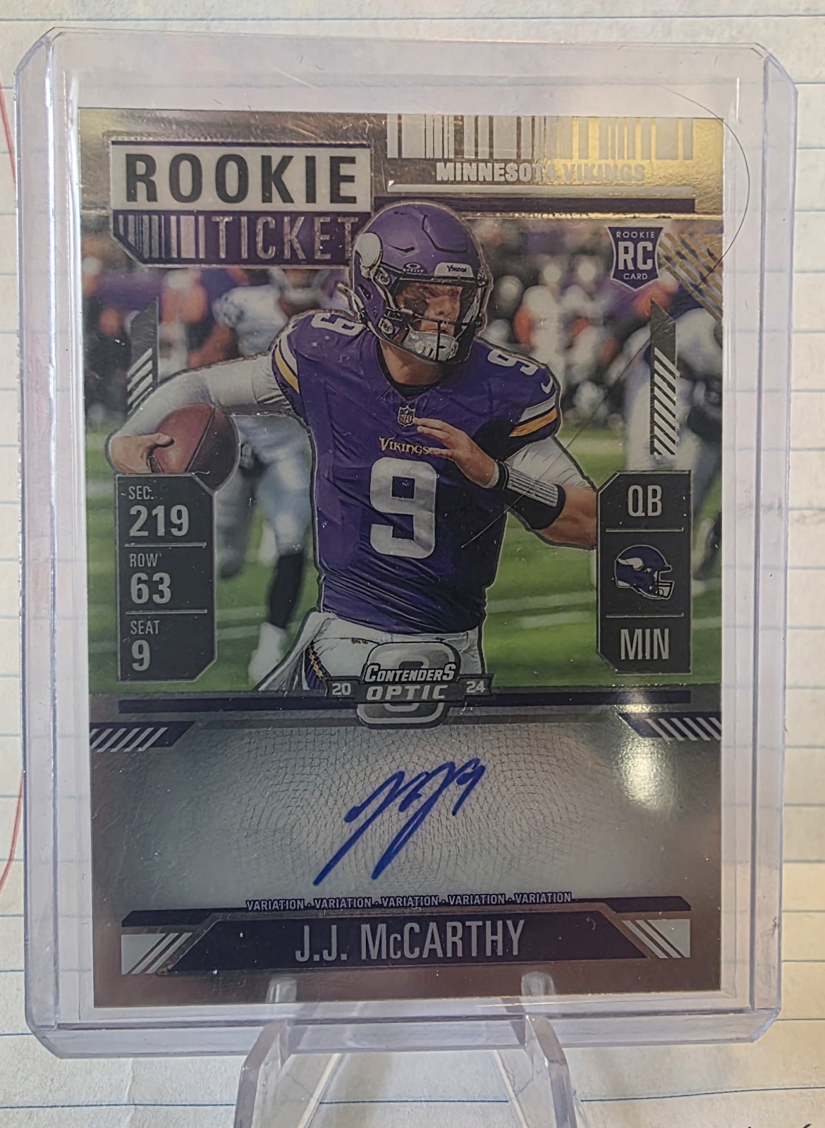 JJ McCarthy Panini Contenders Optic #101 Autograph