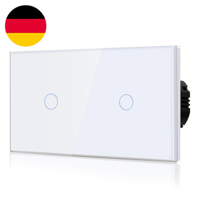 BSEED Doppelt Touch Lichtschalter Aus Glas, Unterputz Wandschalter Mit Leuchtanz