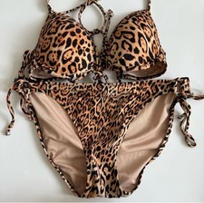 Victorias Secret bikini womens Push Up animal print leopard 32c medium