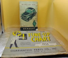 Renault 1954 car owners manual Tune Up Chart Seneca Falls NY mechanic lot 2
