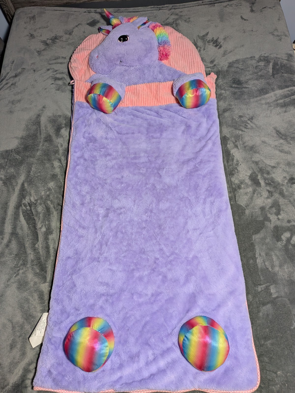 Hugfun Kids Animal Slumber Sleeping Bag. Rainbow Unicorn Plush