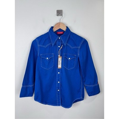 NWT Denimist Women Shrunken Cowboy Blue  Button Down Shirt Size XS
