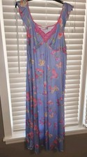Shadowline Slip Dress Size Large Night Gown Purple Butterfly Floral Fairy