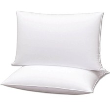 Flat Ultra Thin Bed Pillows King Size Pillow Set of 2 Extra Soft Down Alternativ