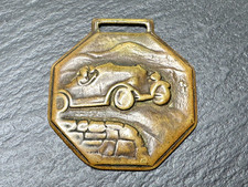 Vintage Brass Fob With Racing Touring Car Design N788 Vintage Brass Fob With Racing Touring Car Design N788