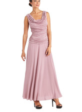 R&M Richards Purple Glitter Ruched Cowl Neck Sleeveless Maxi Dress Size 6