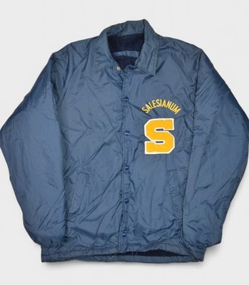 Vintage Champion Jacket Medium Blue Coaches Snap Varsity Running Man Salesianum