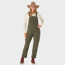 DULUTH Women's DuluthFlex Fire Hose Bib Overalls, Vintage Olive NEW