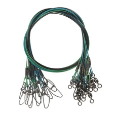 15Pcs Steel Fishing Wire Leader Line with Swivel and Snap 125LB 21 Inch, 3 Color