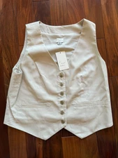 Women’s A New Day Tailored Layering Button Down Vest Cream Size MEDIUM
