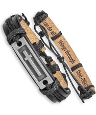 Engraved Leather Adjustable Bracelet for Men  Teens, Confirmation Inspiratio...