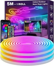 RGBIC Neon Flexible Rope LED Strip Light Music Sync App Control Waterproof IP65