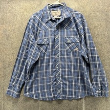 Wrangler Shirt Mens XL Blue Plaid Western Pearl Snap Front Long Sleeve Casual