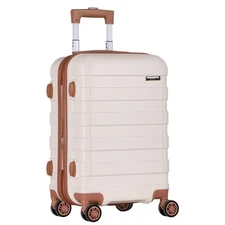 22" Hardside Expandable Carry-On Suitcase Luggage w/Spinner Wheel Vacation White
