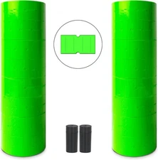 MX 5500 Price Gun Labels, 20 Rolls, 10,000 21mm X 12mm, Fluorescent Green 