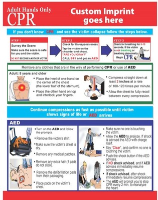 100 CPR Hands Only/AED Reference Chart w/Personalized Imprinting