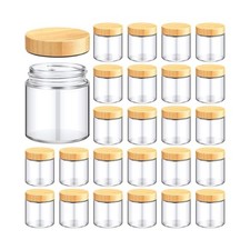 Norme 24 Pcs Empty Glass Cosmetic Jars 8oz with Wood Lids