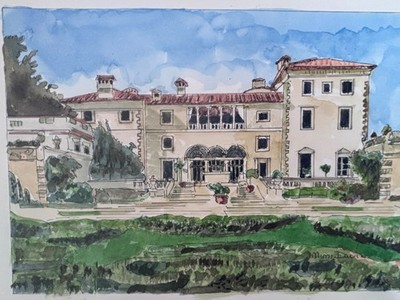MIAMI, FL, VIZCAYA II, Orig. W/C /10'' x 15'' (image 7''h x10 1/4w),Mimi Davis, Art