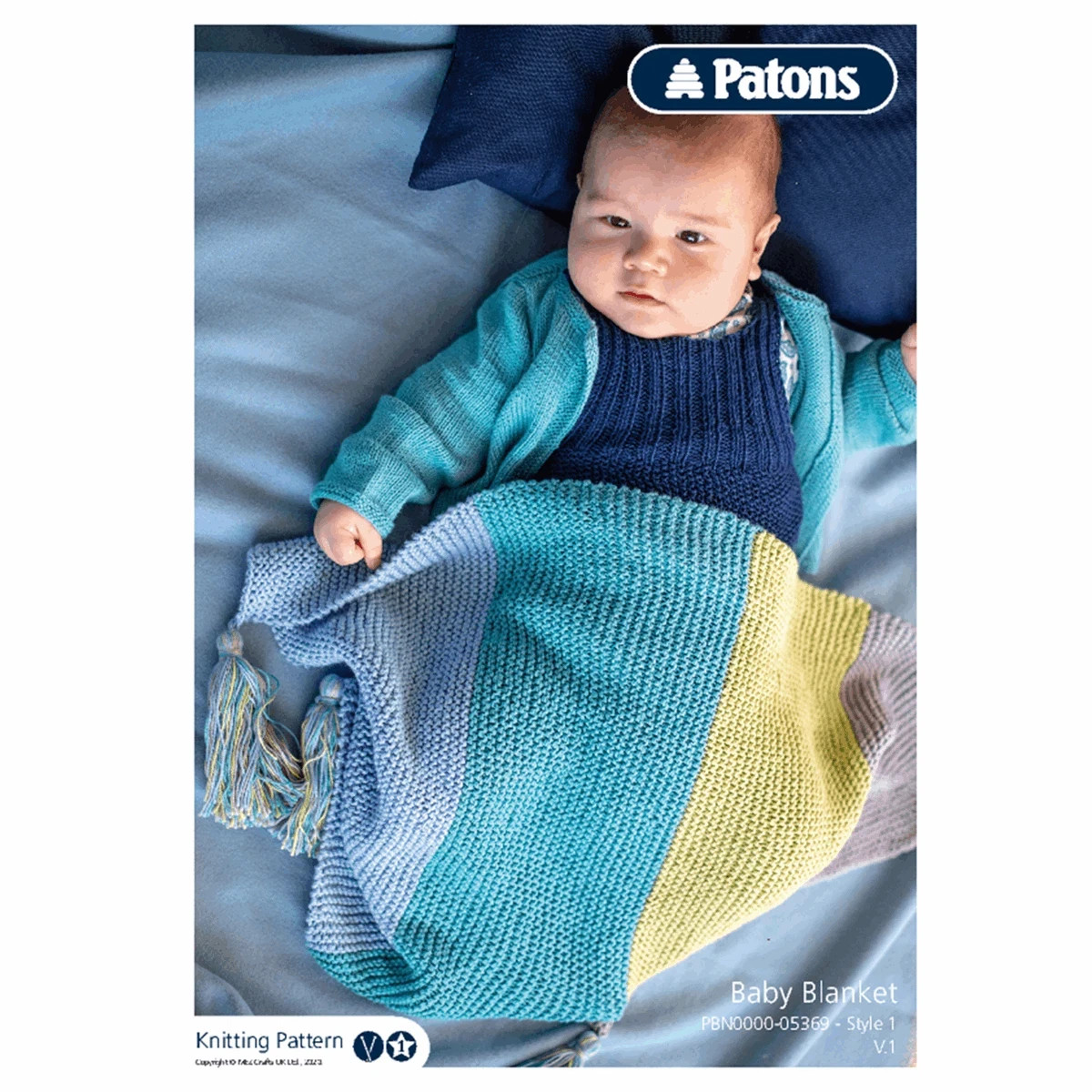 PATONS BABY BLANKET KNITTING PATTERN in Cotton Bamboo Skill: EASY Learn to knit