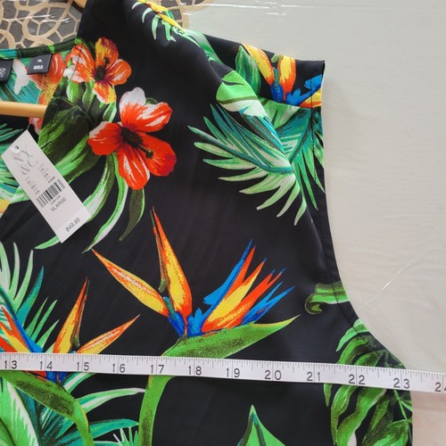 NWT New York & Company Blouse Womens XL Tropical Print Smocked Wrap - Foto 8 di 11