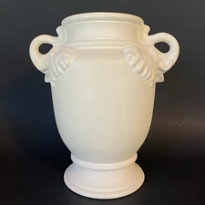 Vintage Floracraft Ceramic Elephant Urn Vase Off White Mexico Unpainted 8.75"