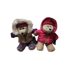  2 2006 Starbucks Plush Boy  Girl Bears With Winter Clothes Collectible Cute