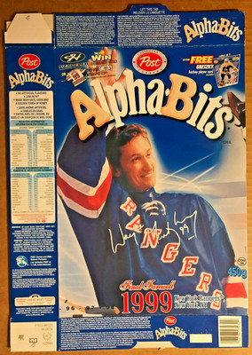 EMPTY Post Alpha Bits Wayne Gretzky Final Farewell Cereal Box Canada FLAT 1999