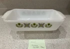 Vintage Anchor Hocking Fire King Milk Glass 441 Meadow Green Loaf Pan Leaf