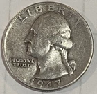 1947 Washington Quarter.  90% Silver. Free Shipping!