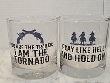 Western Whiskey Glasses Set 2 - Cowboy Outlaw Barware - Yellowstone Vibe 10oz
