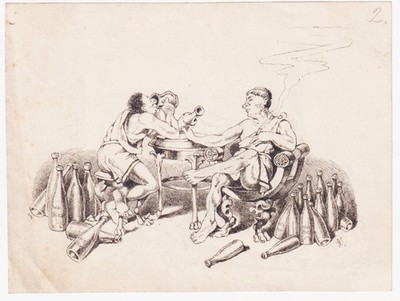 Anton Hoffmann - Castor & Pollux Romans Antique Dioscures Drawing