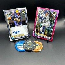 Juan Baez 1st Chrome Auto And Pink Fuchsia Shimmer 096/199 2024 Bowman Milwaukee