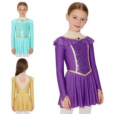 Girls Princess Dress Long Sleeve Tutu Ballet Dance Leotard Dancing Performance