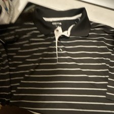 adidas ClimaCool Men's XL Black White Striped Short Sleeve Polo Shirt Logo