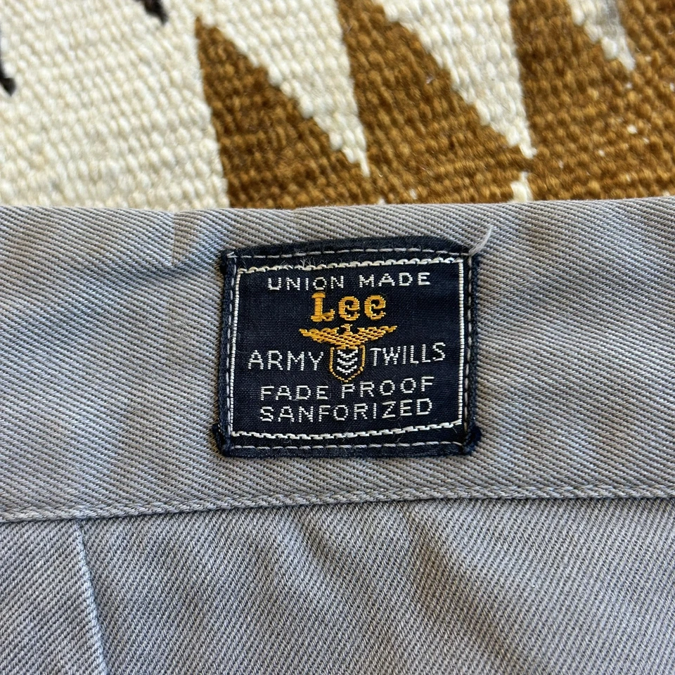 Vintage 1940s 50s Lee Army Twills Sanforized Cotton Button Fly Chino Work Pants - Image 2 of 4