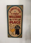 Vintage Pabst Blue Ribbon Beer Sign Wood Bar Tavern Smilin Face 23.5x11