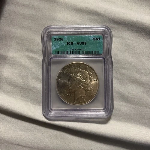 1926 Silver Peace Dollar ICG AU58