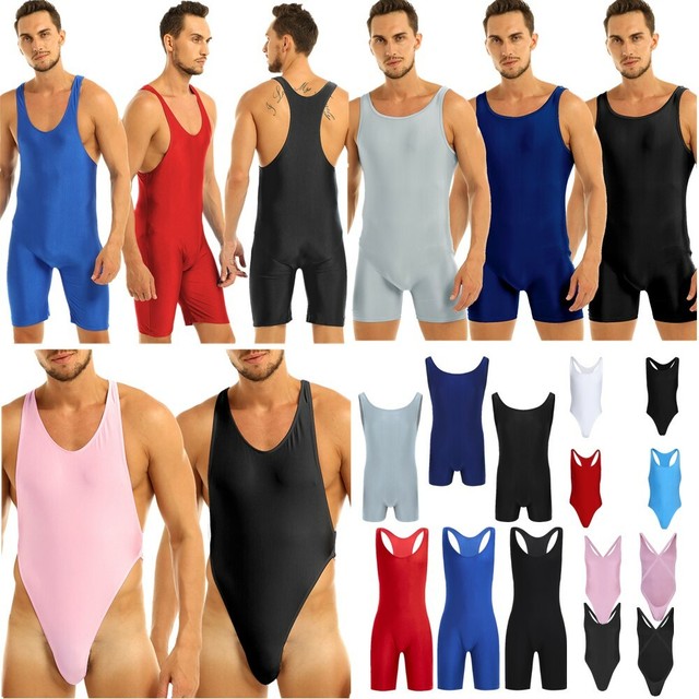 Men Onepiece Mankini Thong Singlet Leotard Boxer Shorts Workout